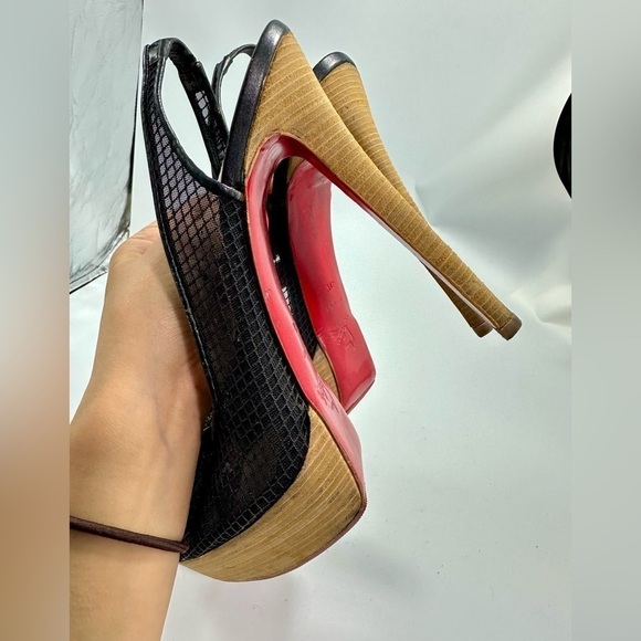 christian louboutin fishnet bow heels size 11.5 - Picture 9 of 14